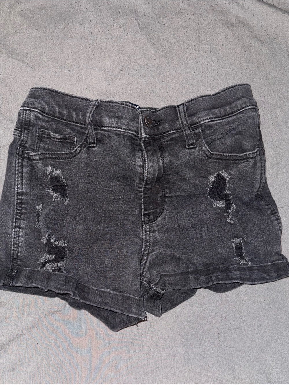 Hollister Black Distressed Denim Jean Shorts